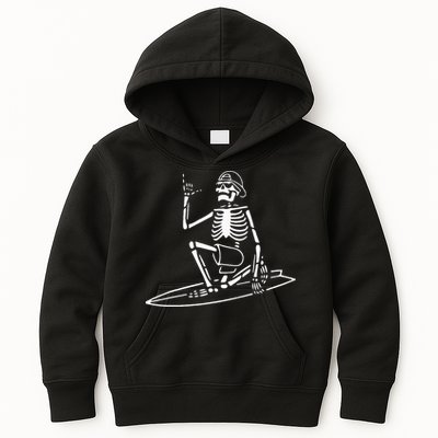 Skeleton Surfing Lazy Halloween Costume Skull Bones Surfer Kids Hoodie