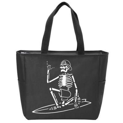 Skeleton Surfing Lazy Halloween Costume Skull Bones Surfer Zip Tote Bag