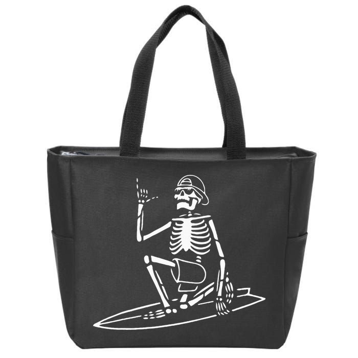 Skeleton Surfing Lazy Halloween Costume Skull Bones Surfer Zip Tote Bag