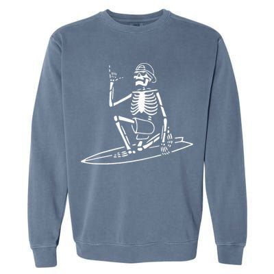 Skeleton Surfing Lazy Halloween Costume Skull Bones Surfer Garment-Dyed Sweatshirt