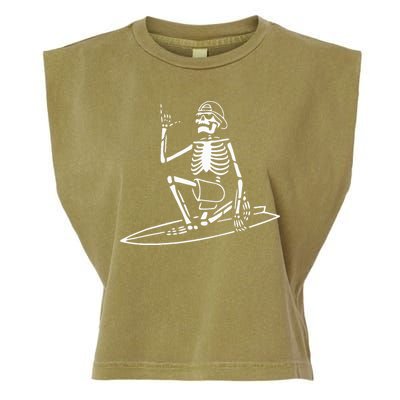 Skeleton Surfing Lazy Halloween Costume Skull Bones Surfer Garment-Dyed Women's Muscle Tee