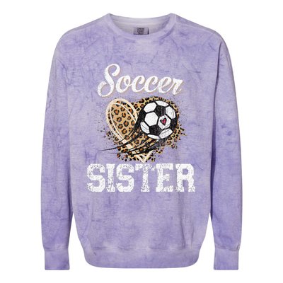 Soccer Sister Leopard Funny Soccer Sister Mother's Day Colorblast Crewneck Sweatshirt