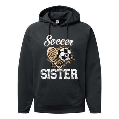 Soccer Sister Leopard Funny Soccer Sister Mother's Day Performance Fleece Hoodie