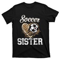 Soccer Sister Leopard Funny Soccer Sister Mother's Day T-Shirt