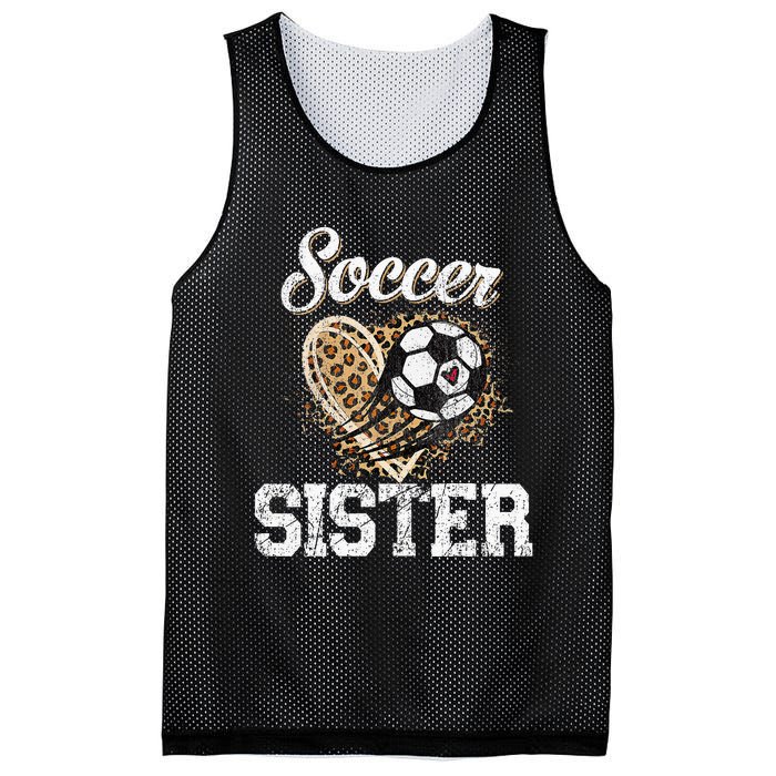 Soccer Sister Leopard Funny Soccer Sister Mother's Day Mesh Reversible Basketball Jersey Tank