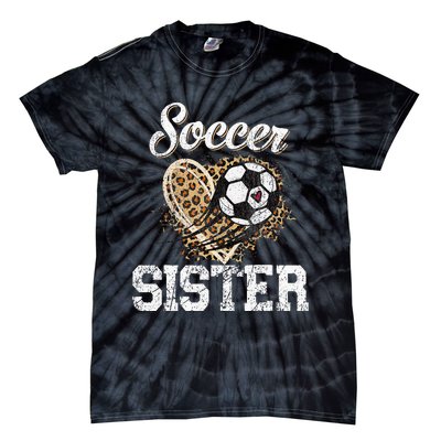 Soccer Sister Leopard Funny Soccer Sister Mother's Day Tie-Dye T-Shirt