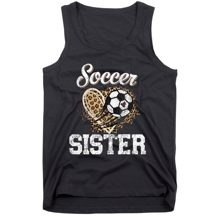 Soccer Sister Leopard Funny Soccer Sister Mother's Day Tank Top