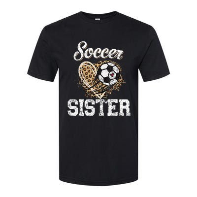 Soccer Sister Leopard Funny Soccer Sister Mother's Day Softstyle CVC T-Shirt