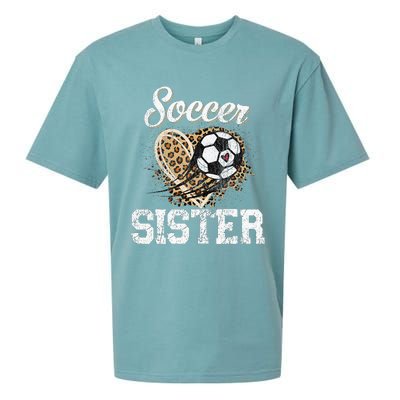 Soccer Sister Leopard Funny Soccer Sister Mother's Day Sueded Cloud Jersey T-Shirt