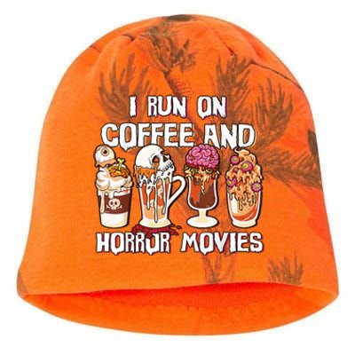 Spooky Season Latte Fall I Run On Coffee And Horror Movies Gift Kati - Camo Knit Beanie