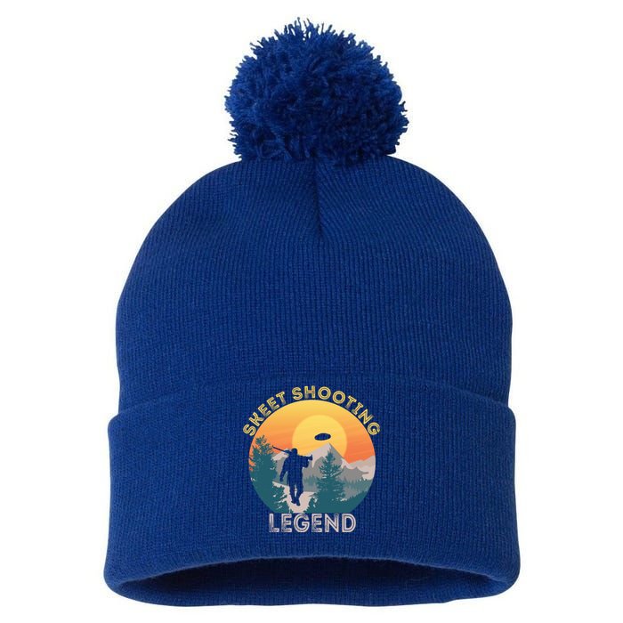 Skeet Shooting Legend Skeet Trap Clay Outdoor Sports Lover Cool Gift Pom Pom 12in Knit Beanie