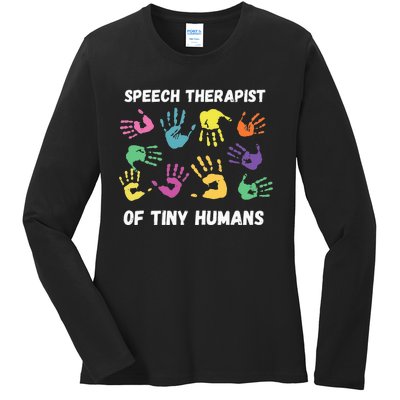 SLP Speech Language Pathology Therapist Ladies Long Sleeve Shirt