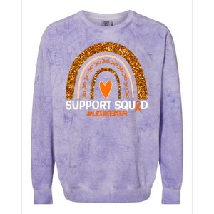 Support Squad #Leukemia Orange Ribbon Rainbow Colorblast Crewneck Sweatshirt