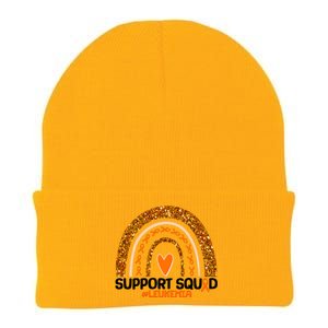 Support Squad #Leukemia Orange Ribbon Rainbow Knit Cap Winter Beanie