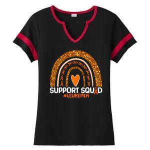 Support Squad #Leukemia Orange Ribbon Rainbow Ladies Halftime Notch Neck Tee