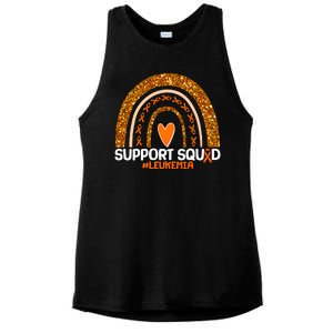 Support Squad #Leukemia Orange Ribbon Rainbow Ladies PosiCharge Tri-Blend Wicking Tank