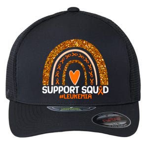 Support Squad #Leukemia Orange Ribbon Rainbow Flexfit Unipanel Trucker Cap