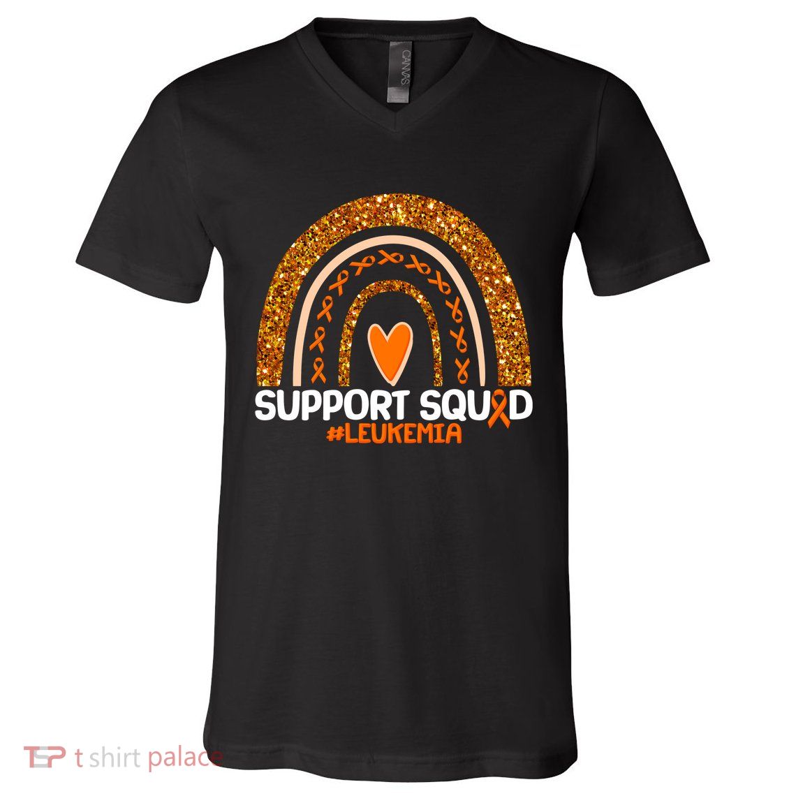 Support Squad #Leukemia Orange Ribbon Rainbow V-Neck T-Shirt
