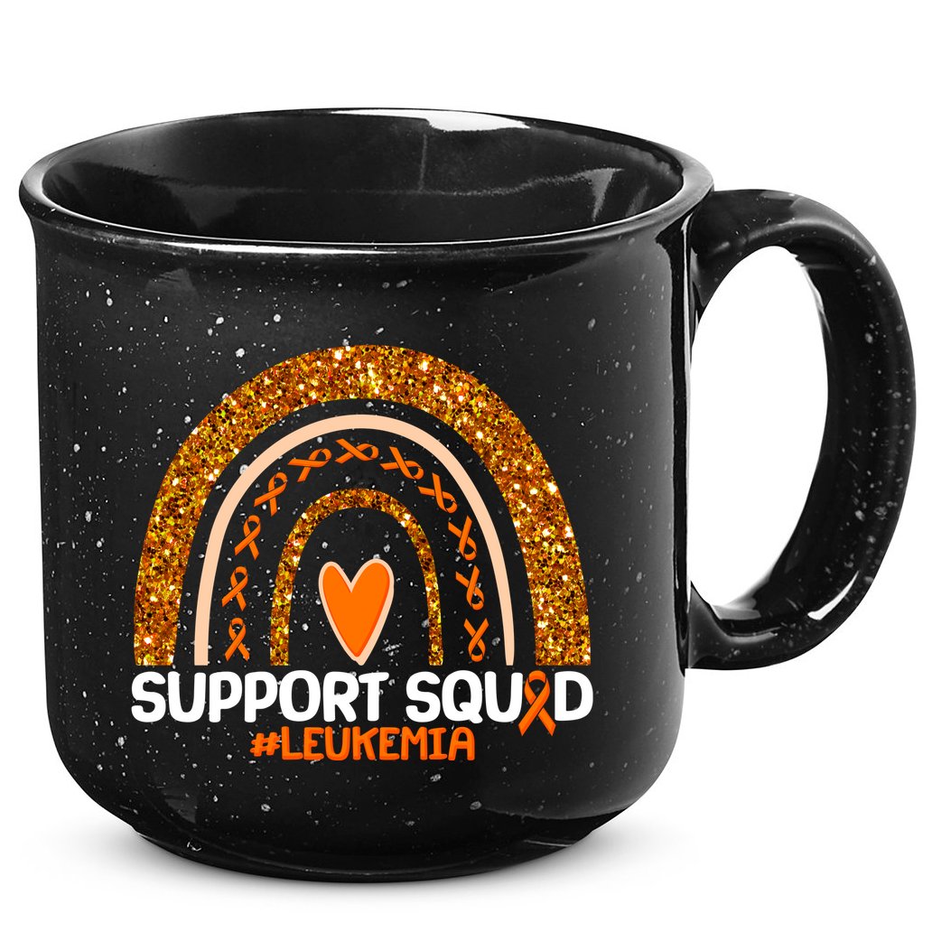 Support Squad #Leukemia Orange Ribbon Rainbow 15oz Campfire Ceramic Mug