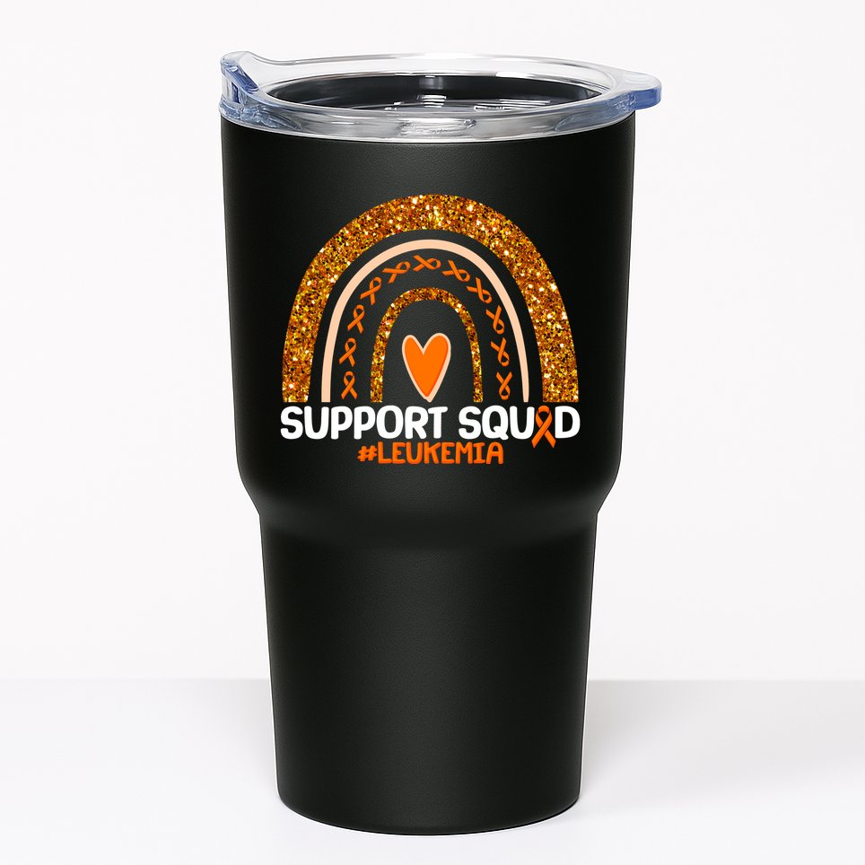 Support Squad #Leukemia Orange Ribbon Rainbow Tumbler