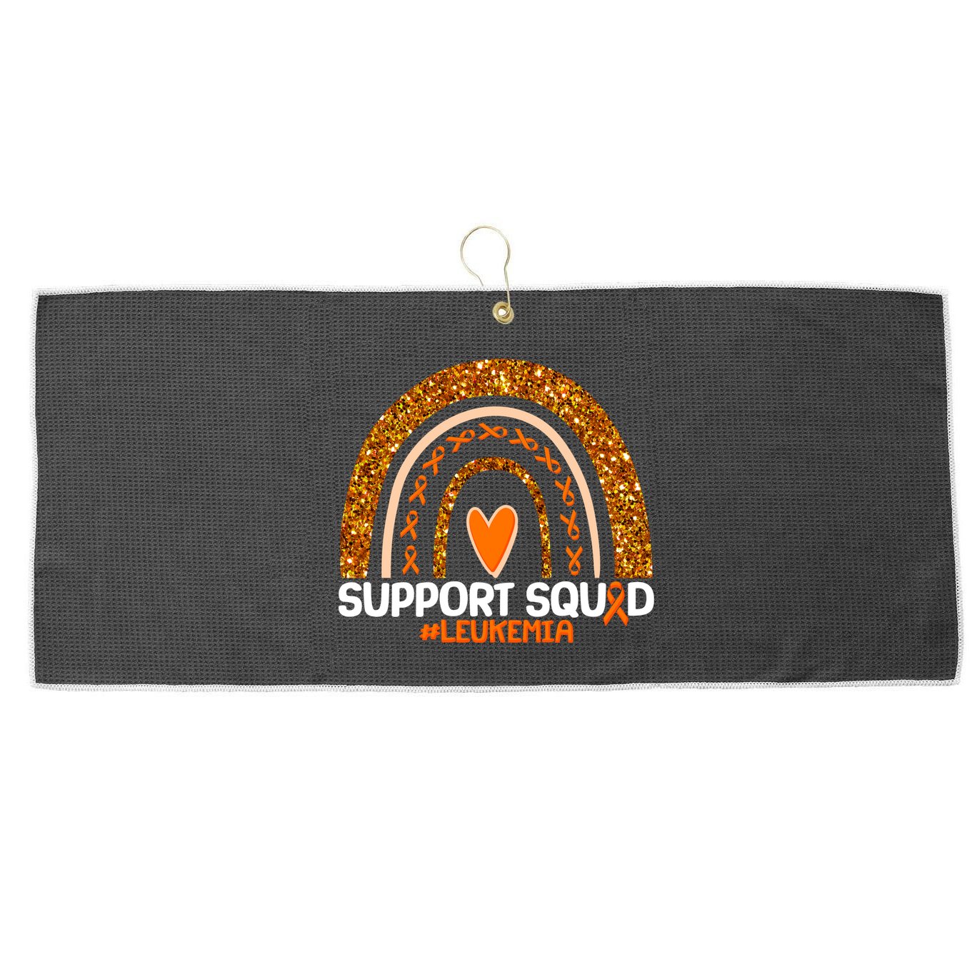 Support Squad #Leukemia Orange Ribbon Rainbow Large Microfiber Waffle Golf Towel