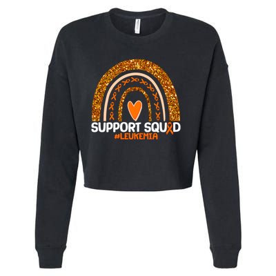 Support Squad #Leukemia Orange Ribbon Rainbow Cropped Pullover Crew