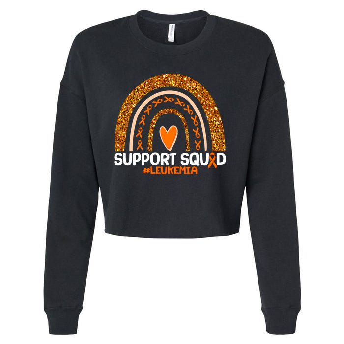 Support Squad #Leukemia Orange Ribbon Rainbow Cropped Pullover Crew
