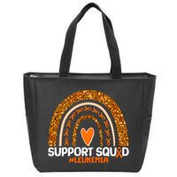 Support Squad #Leukemia Orange Ribbon Rainbow Zip Tote Bag