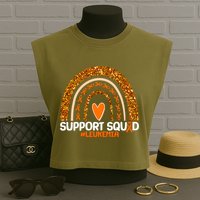 Support Squad #Leukemia Orange Ribbon Rainbow Garment-Dyed Women's Muscle Tee