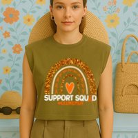 Support Squad #Leukemia Orange Ribbon Rainbow Garment-Dyed Women's Muscle Tee