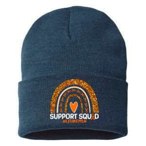 Support Squad #Leukemia Orange Ribbon Rainbow Sustainable Knit Beanie