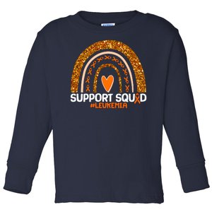 Support Squad #Leukemia Orange Ribbon Rainbow Toddler Long Sleeve Shirt