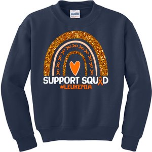 Support Squad #Leukemia Orange Ribbon Rainbow Kids Sweatshirt