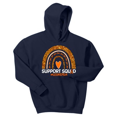 Support Squad #Leukemia Orange Ribbon Rainbow Kids Hoodie