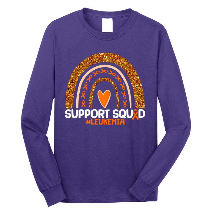 Support Squad #Leukemia Orange Ribbon Rainbow Long Sleeve Shirt