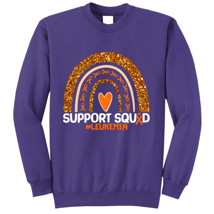 Support Squad #Leukemia Orange Ribbon Rainbow Sweatshirt
