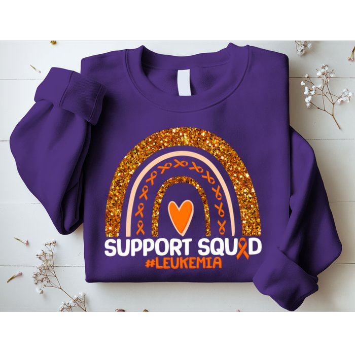 Support Squad #Leukemia Orange Ribbon Rainbow Sweatshirt