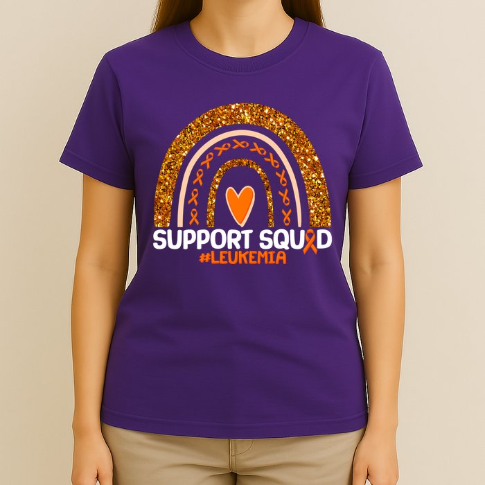 Support Squad #Leukemia Orange Ribbon Rainbow T-Shirt