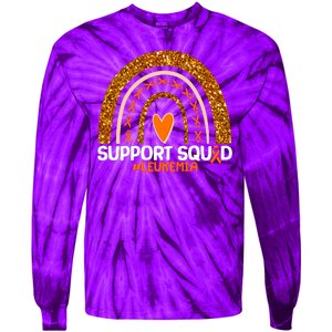 Support Squad #Leukemia Orange Ribbon Rainbow Tie-Dye Long Sleeve Shirt