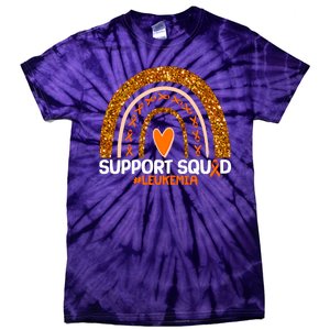 Support Squad #Leukemia Orange Ribbon Rainbow Tie-Dye T-Shirt