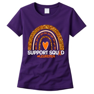 Support Squad #Leukemia Orange Ribbon Rainbow Womens T-Shirt