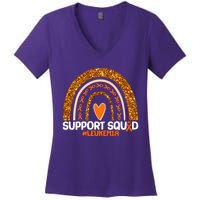 Support Squad #Leukemia Orange Ribbon Rainbow Women's V-Neck T-Shirt