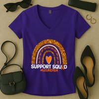Support Squad #Leukemia Orange Ribbon Rainbow Women's V-Neck T-Shirt