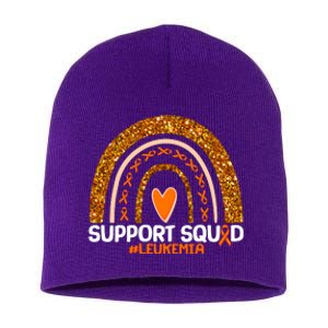 Support Squad #Leukemia Orange Ribbon Rainbow Short Acrylic Beanie