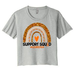 Support Squad #Leukemia Orange Ribbon Rainbow Women's Crop Top Tee