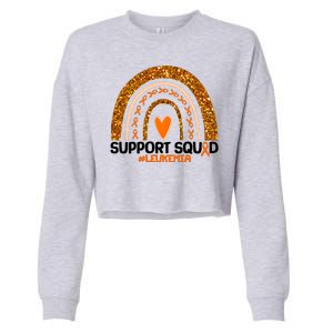 Support Squad #Leukemia Orange Ribbon Rainbow Cropped Pullover Crew