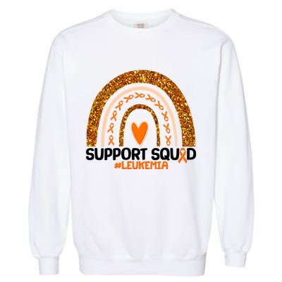 Support Squad #Leukemia Orange Ribbon Rainbow Garment-Dyed Sweatshirt