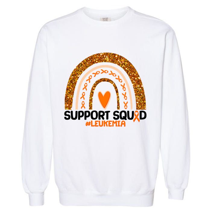 Support Squad #Leukemia Orange Ribbon Rainbow Garment-Dyed Sweatshirt