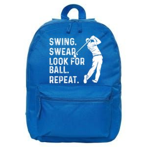 Swing Swear Look For Ball Repeat Golf Lover Golfing 16 in Basic Backpack