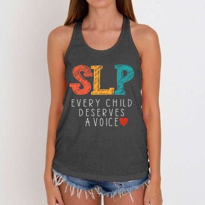 SLP Speech Language Pathologist Speech Therapy Women's Knotted Racerback Tank